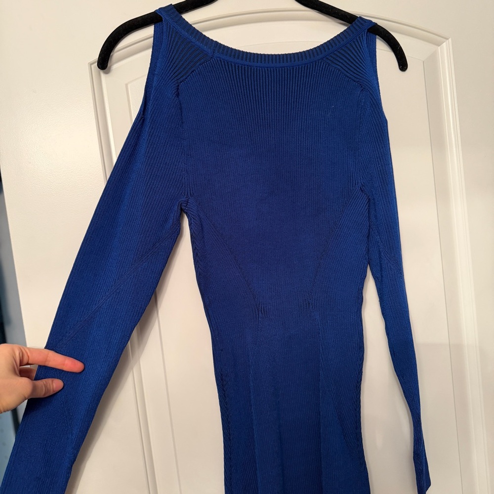 Bebe Royal Blue Ribbed Knit Midi Dress
